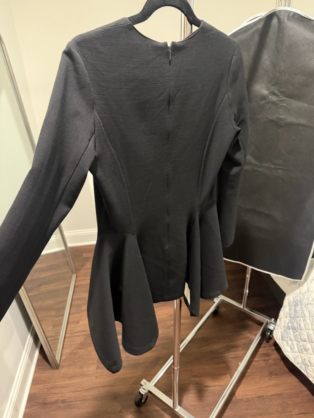 Black Peplum Women's Blouse - Elegant Tailored Look